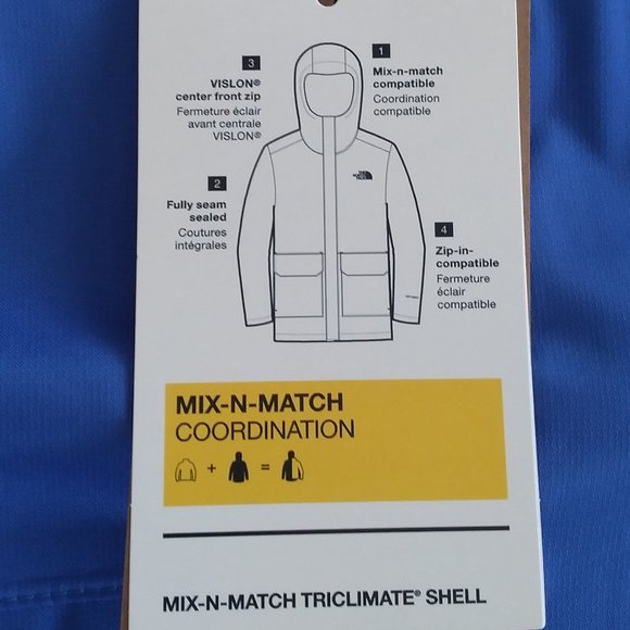 🆕 The North Face Youth Mix-N-Match Triclimate Shell, TNF Blue, Brand NEW, Auth. - Picture 8 of 15